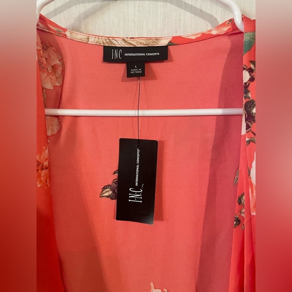 INC International Concepts Women’s Side Tie Wrap Dress Floral Satin Size Large - Picture 12 of 15